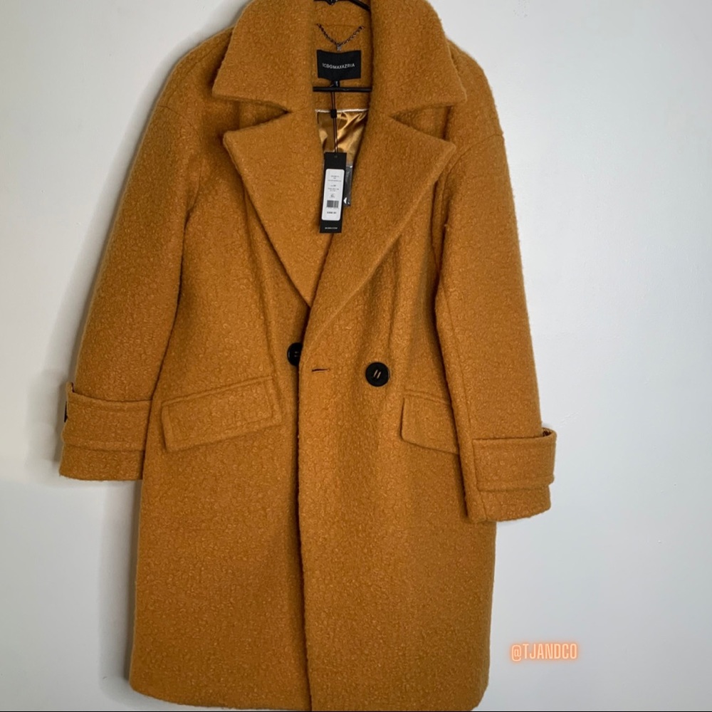 BCBGMAXAZRIA: MARIGOLD BUTTON OVERSIZED PEACOAT - Picture 1 of 12